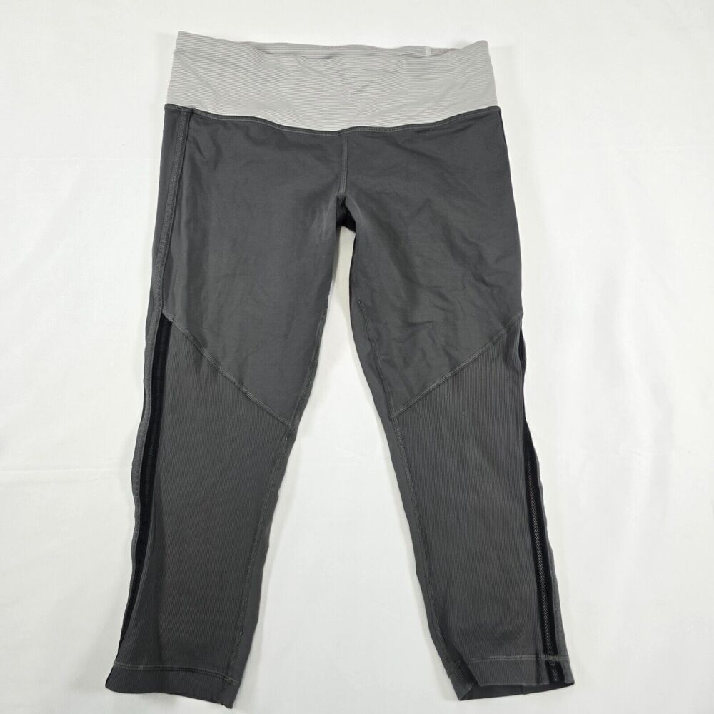 Lululemon Women's Black Gray Race With Grace Crop Leggings Size 6